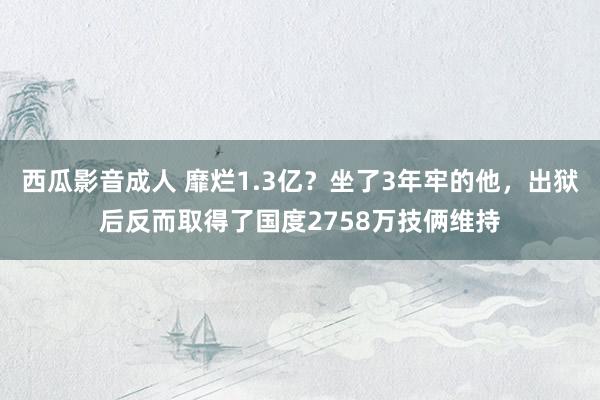 西瓜影音成人 靡烂1.3亿？坐了3年牢的他，出狱后反而取得了国度2758万技俩维持