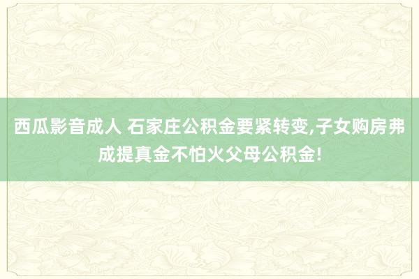 西瓜影音成人 石家庄公积金要紧转变，子女购房弗成提真金不怕火父母公积金!