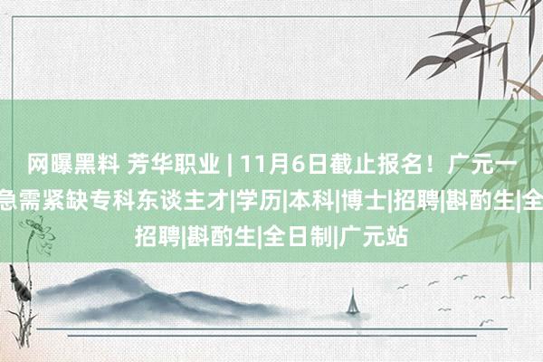 网曝黑料 芳华职业 | 11月6日截止报名！广元一地公开引进急需紧缺专科东谈主才|学历|本科|博士|招聘|斟酌生|全日制|广元站